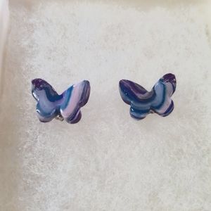 Handmade clay butterfly stud earrings